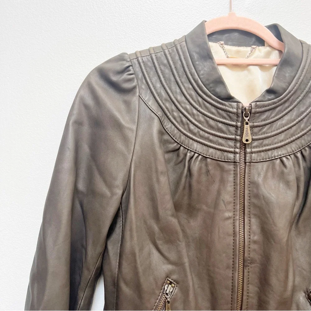 Doma Brown Leather Zipper Jacket - Picture 9 of 14